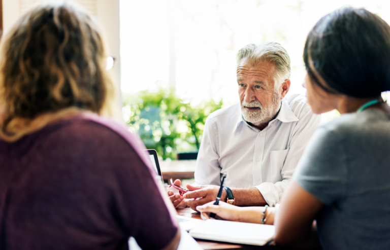 Family gathered together to talk through Medicare options